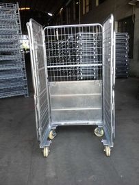 Mild Steel Roll Cage Trolley Warehouse Logistic Storage With Wheels